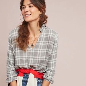 Cloth & Stone Anthropologie Gray/White LS …